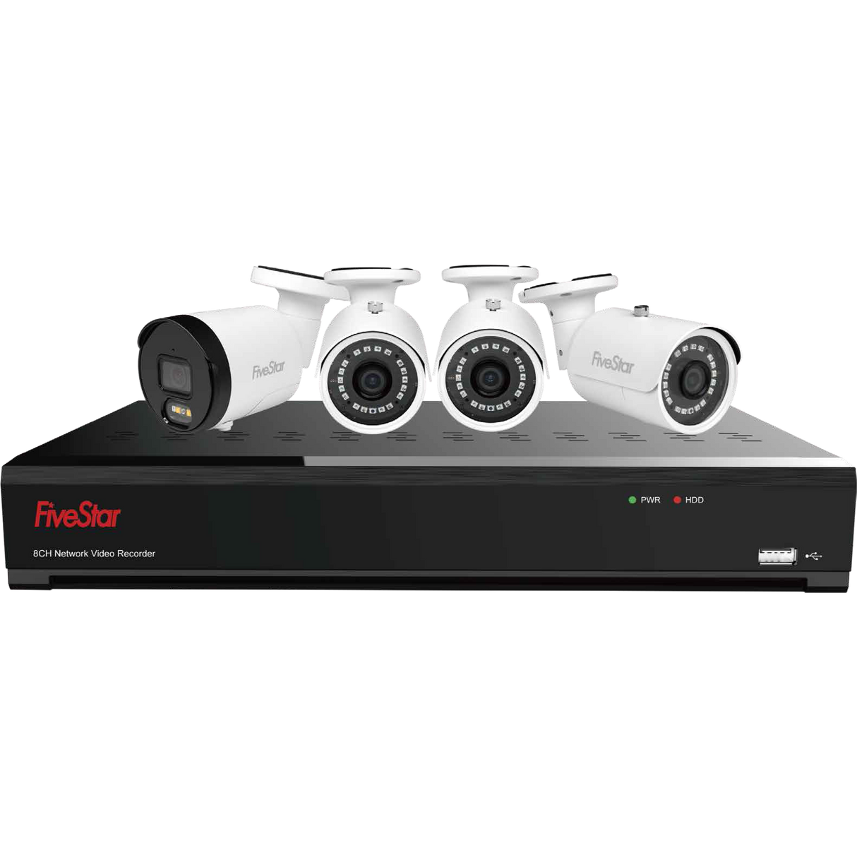 FiveStar - Security Camera System with 3 IP PoE Cameras , 1 AI-Powered Security Camera, and 2TB 8 Channel NVR