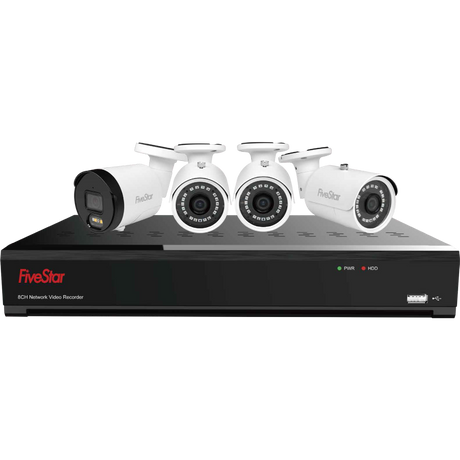 FiveStar - Security Camera System with 3 IP PoE Cameras , 1 AI-Powered Security Camera, and 2TB 8 Channel NVR
